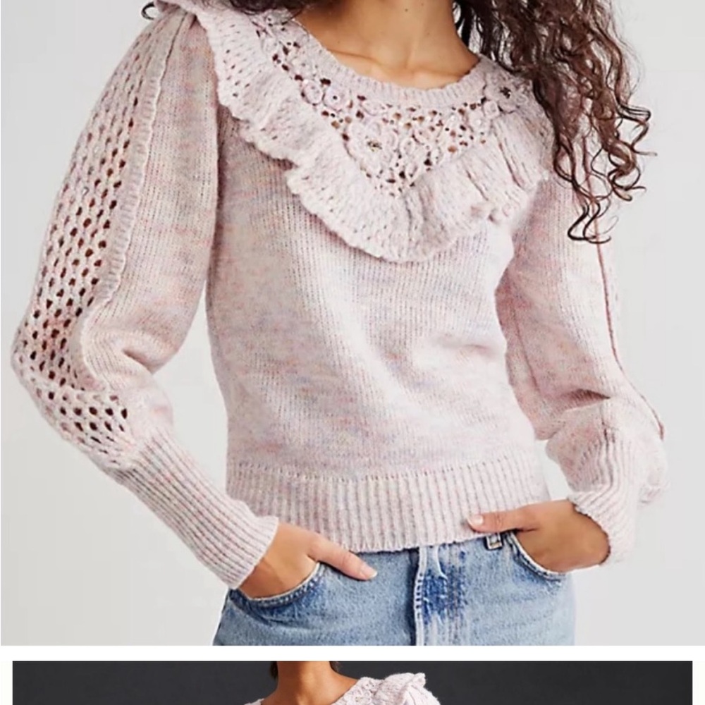 New LoveShackFancy × Free People Luellan XS
Pink Purple Soft Knit Pullover